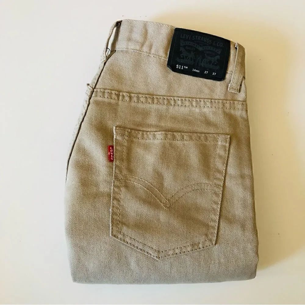 Levis 511 Slim Tan/Khaki Denim Jeans Boys size 17